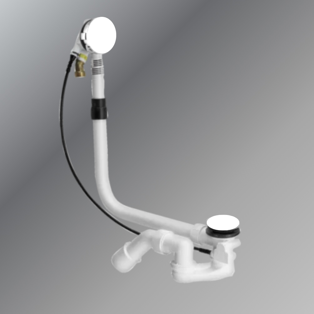 Product cut out image of the Bette White Pop Up Bath Filler, Waste & Overflow